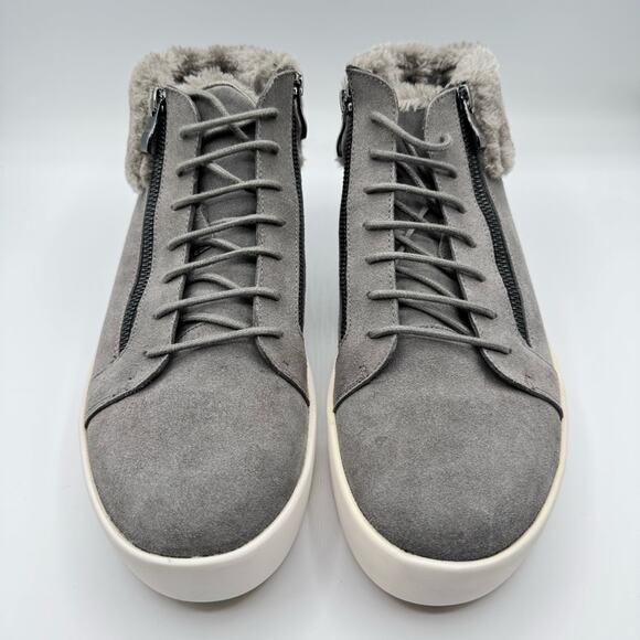 Russel Park Oliver Faux Fur-Trim Suede Grey High Top Sneakers Boots Men’s 10 - Picture 3 of 8